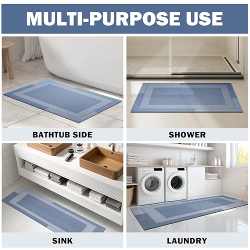 Non Slip Bath Mat Long Ultra Thin Bathroom Rugs Runner Fit Under Door (11 Sq Ft)