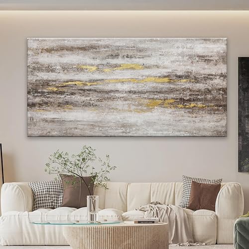 Brown Grey Abstract Canvas Wall Art Decor For Living Room