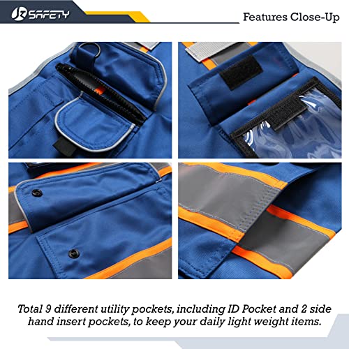 Safety Vest for Men Women Reflective Hi Vis JK901 Blue 3XL