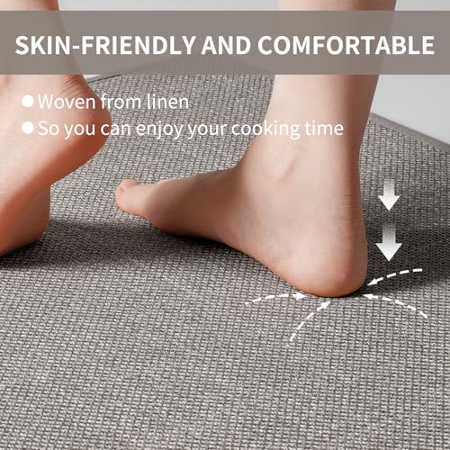Kitchen Rugs Kitchen Mats for Floor Non Slip Washable Gray 17"x47"