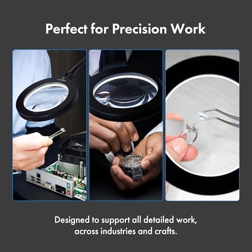 Magnetic Base LED Work Light with Magnifying Glass