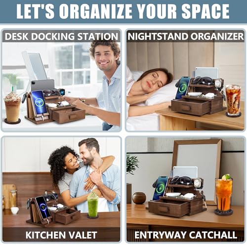 Wood Phone Docking Station with Drawer