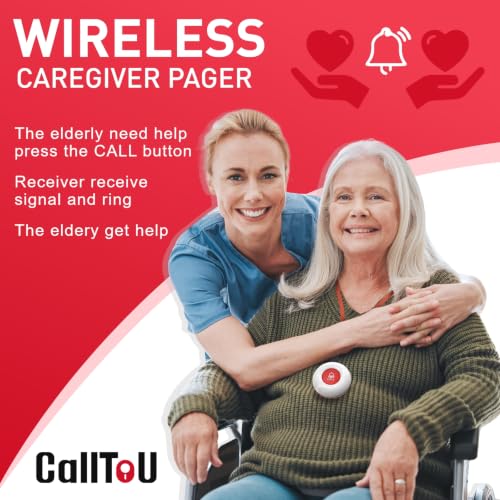 Wireless Caregiver Pager Hand Call Bell for Elderly Alert Buttons (5 Count)