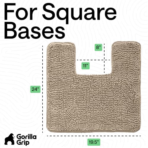 Chenille Bath Rug Mat for Square Toilet Base