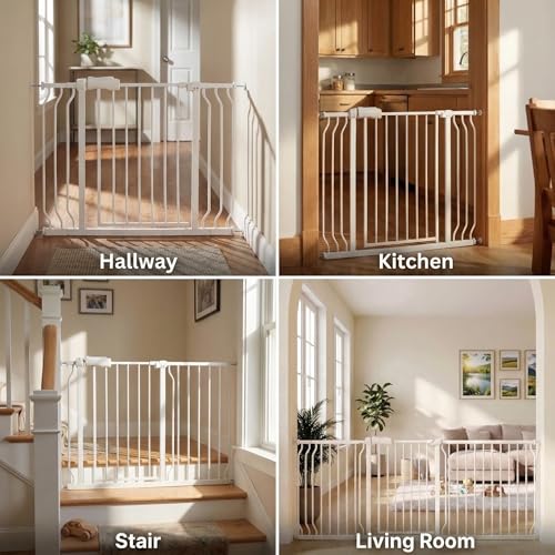 43.5 57.5 Inch Baby Gate Extra Wide Dog Gate for Stairs Doorways