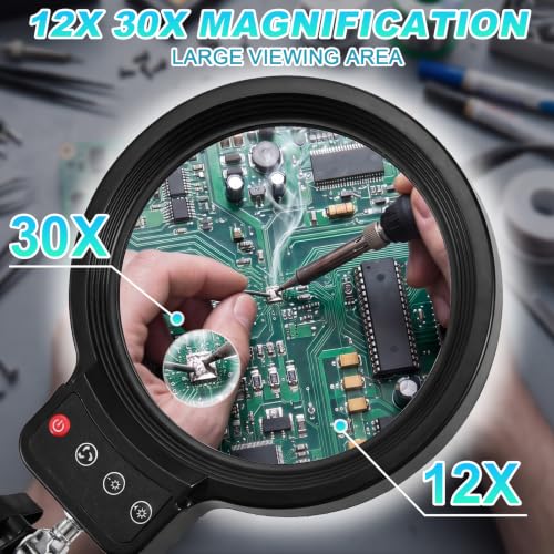 12X 30X Magnifying Glass with Light