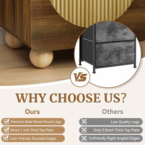 23" Fluted Nightstand with Solid Wood Legs