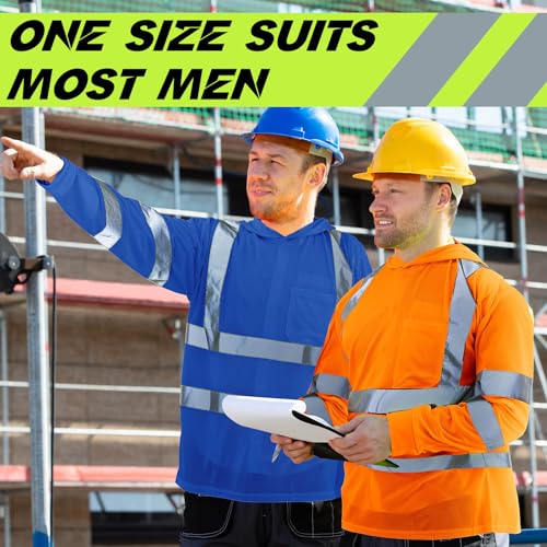 4 Pcs Reflective Safety T Shirt High Visibility Work Shirts with Hood Sun Protection Construction (4 Count)