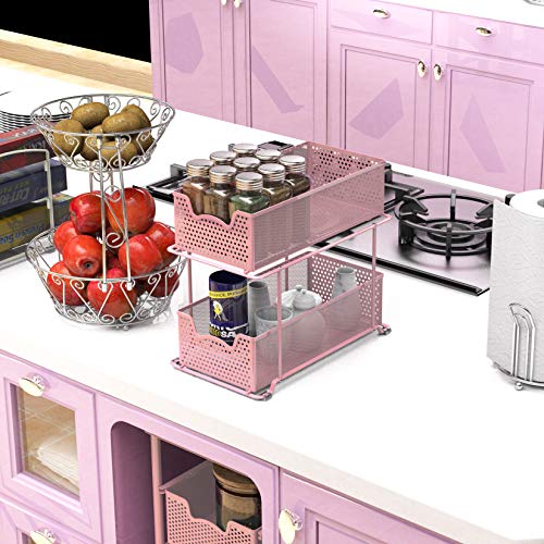2 Tier Sliding Cabinet Basket Organizer Drawer (2 Count)