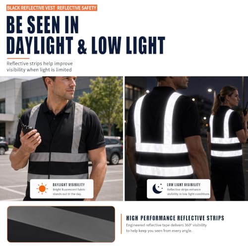 10 14 Year Black children reflective vest