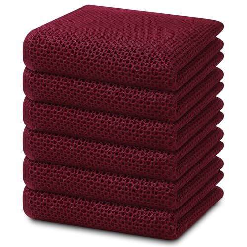 100% Cotton Waffle Weave Kitchen Dish Towels 6 (6 Count)
