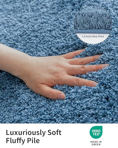 Blue Bathroom Rugs 60" × 24" Non Slip & Super Absorbent Extra Thick Soft