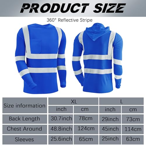 4 Pcs Reflective Safety T Shirt High Visibility Work Shirts with Hood Sun Protection Construction (4 Count)