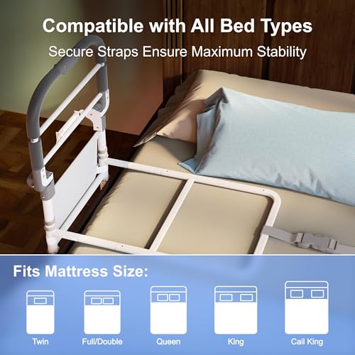 Bed Rails for Elderly Adults Safety Foldable Bed Assist Rail with Adjustable Height