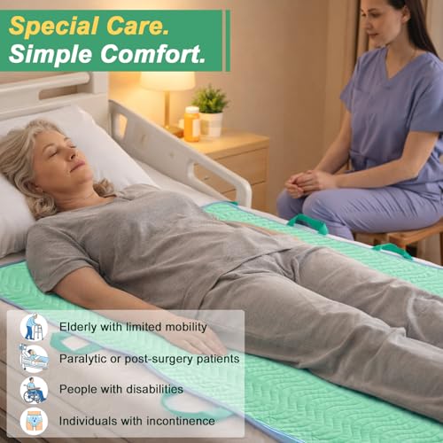Washable Positioning Bed Pad with 8 Handles