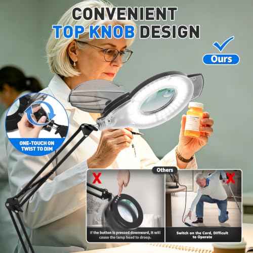 KIRKAS LED Magnifying Lamp with Clamp
