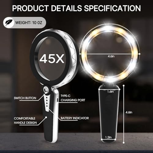 45X Magnifying Glass with Light
