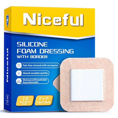 Ultra Soft Silicone Foam Dressing 3"x3" 10 Pcs (10 Count)