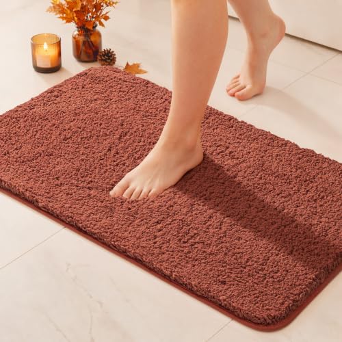 Fall Rust Large Bathroom Rugs Soft Microfiber Bath Mat 24x36 Inch