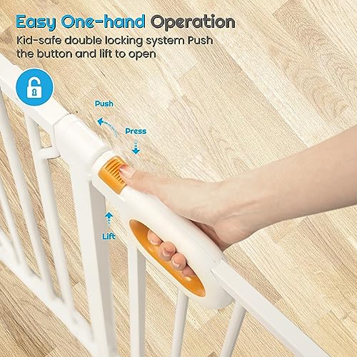66 to 75 Inch Extra Wide Baby Gate with Door for Stairs Doorways
