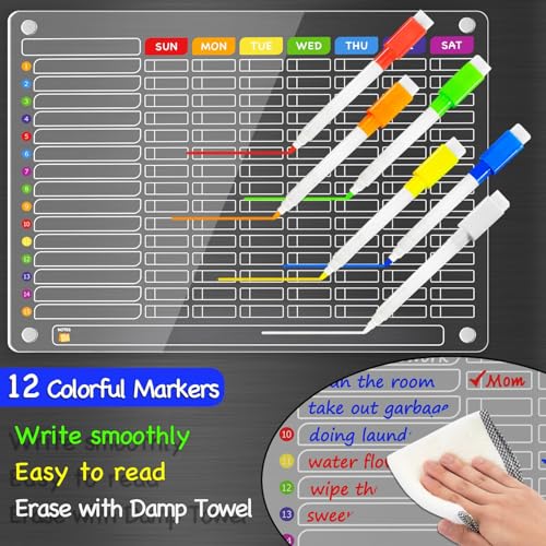 Acrylic Magnetic Chore Chart for Multiple Kids (13 Count)