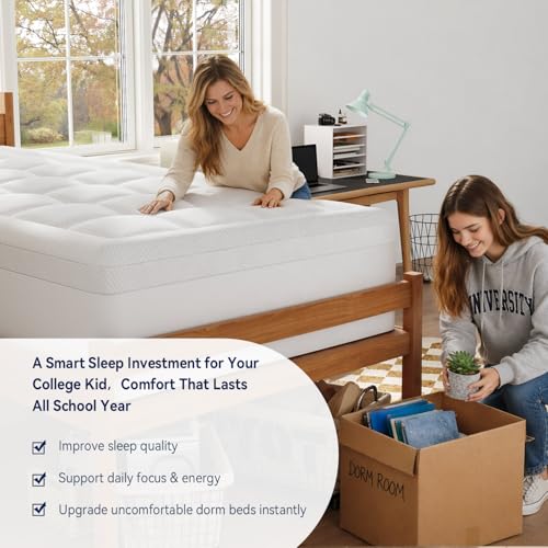 Twin XL College Dorm Essentials 3 Inch Memory Foam Mattress Topper