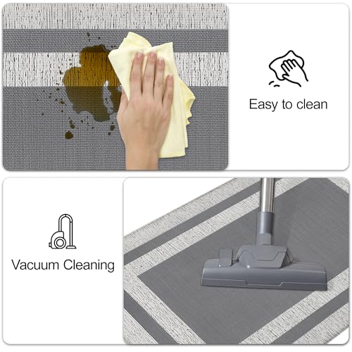 Anti Fatigue Rugs Non Skid Waterproof Floor Mat Cushioned Grey and Gray Farmhouse Comfort Standing Kitchen Mats for Floor