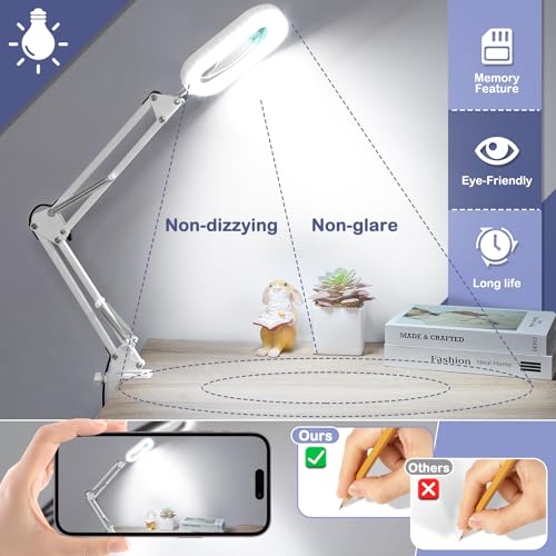 12X Square Magnifying Glass with Light and Stand