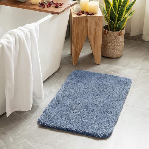 Dusty Blue Bathroom Rugs Soft Microfiber Bath Mat 20x30 Inch - Bel Marant