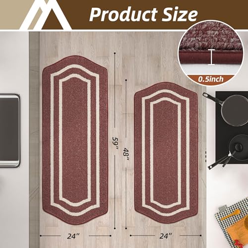 Long Kitchen Floor Mats and Rugs 2PCS Non Slip Washable