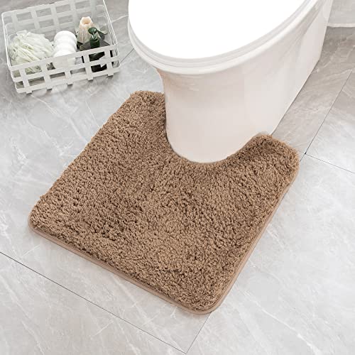 Light Brown Microfiber Toilet Bath Rug U