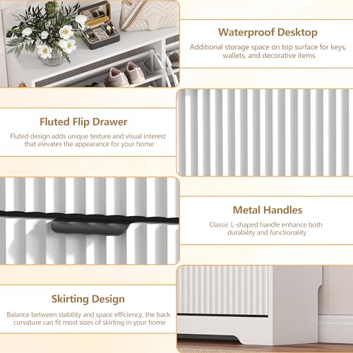 Shoe Cabinet Storage for Entryway with 6 Flip Drawers