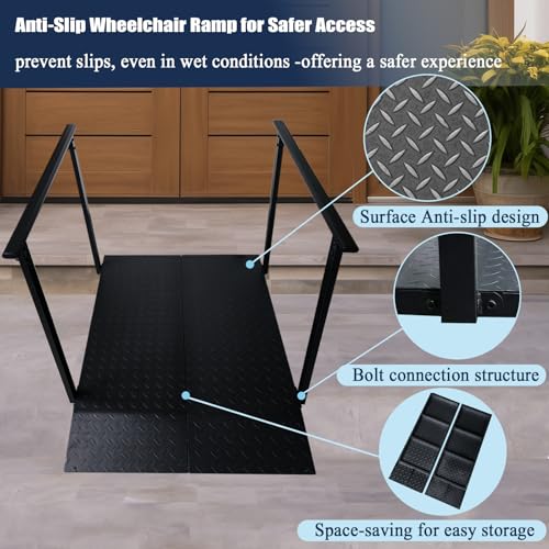 1000LBS 45" Wheelchair Ramp with Handrails