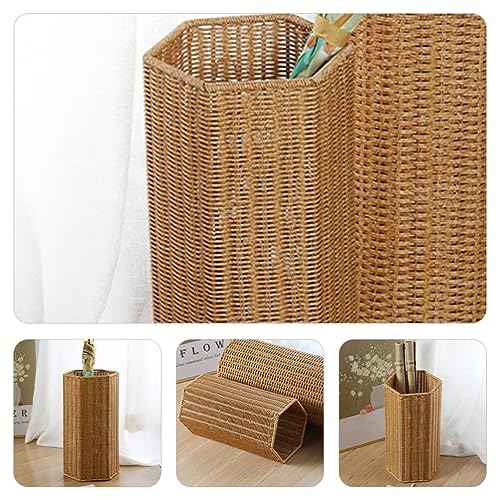Woven Umbrella Stand for Entryway Freestanding Umbrella Holder Basket Storage Rack Tall Floor Woven Bucket Flower Vase for Canes Walking Sticks Organizer