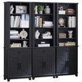 72in Tall Bookshelf 7 Tier Bookcase with Drawer and Barn Doors and Adjustable Shelves (3 Count)