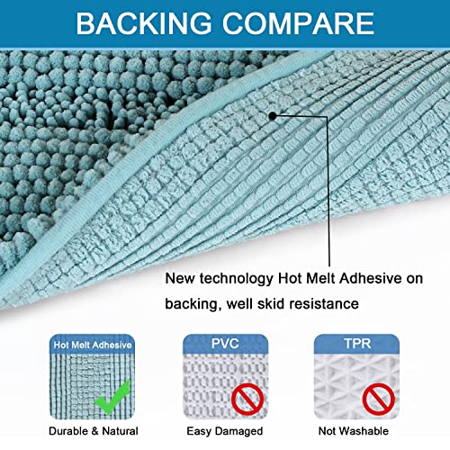 Bathroom Rugs Bath Rugs for Bathroom Non Slip Bath Mats Extra Thick Chenille Striped Rug 17" x 24" Absorbent Soft Shaggy Washable Dry Fast Bath Mats for Bath Room Floor