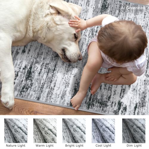 Abstract Washable Runners for Hallway 3x8 Runner Rug Non Slip Indoor (24 Sq Ft)