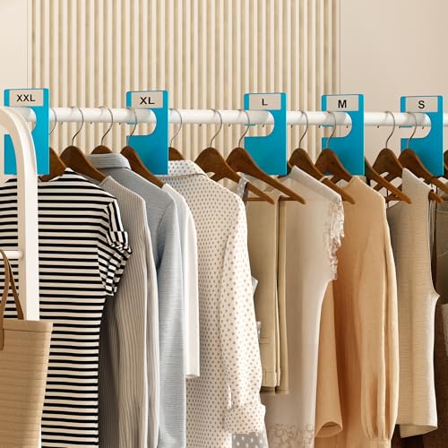 10 Pack White Clothing Rack Size Dividers Plus 45 Labels (10 Count)