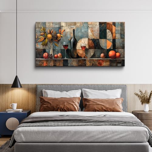 Large Canvas Wall Decor For Kitchen Wall Art For Living Room Dining Room Decorations Wine Glass Painting Still Life Abstract Picture Artwork Pub Wall Mural Posters Home Decor 24"x48"