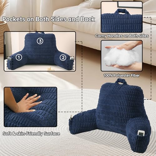 Large Reading Pillow for Sitting Up with Arms