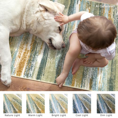 Washable Abstract Rugs for Entryway 3x5 Area Rug Non Slip Door Mat (15 Sq Ft)