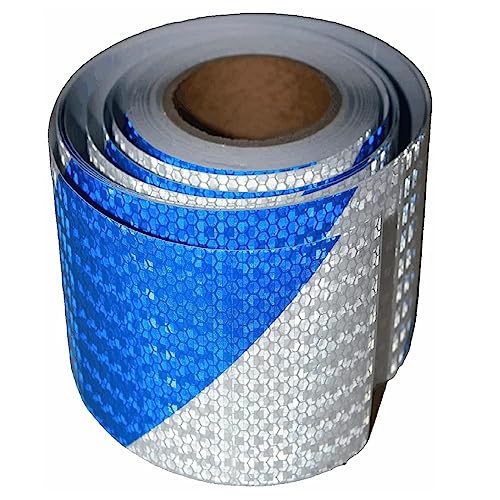 Blue and White Reflective Tape Outdoor Waterproof 6 inch X 66 feet