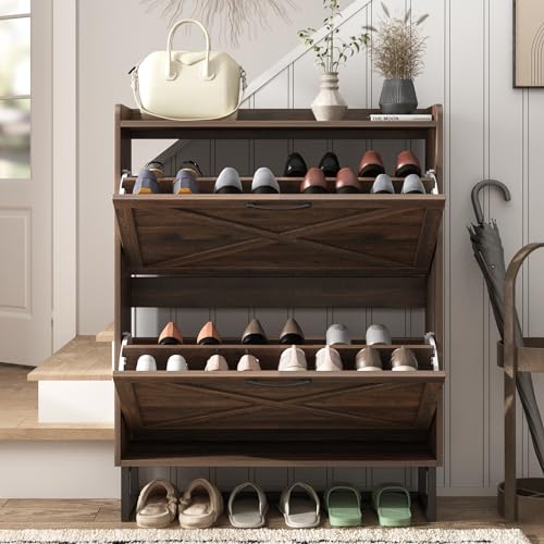 Shoe Storage Cabinet with 2 Flip Drawers