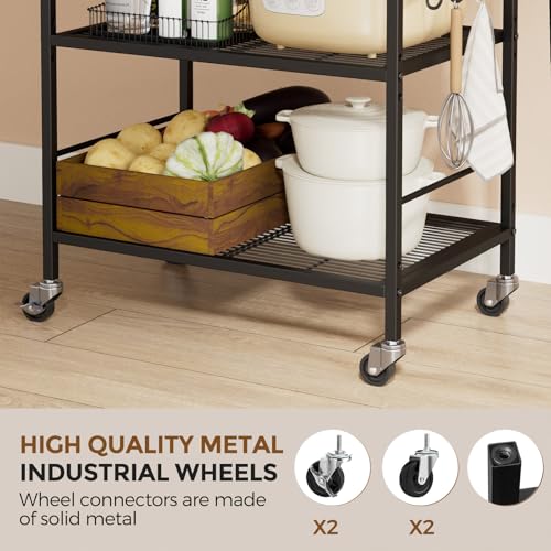 3 Tier Metal Storage Rack with Industrial Wheels