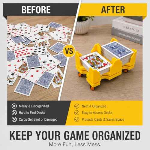 Card Holder 4 Deck Playing Cards Tray Organizes Multiple Decks for Canasta