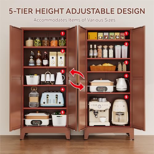 71''Metal Cabinet with 4 Adjustable Shelves