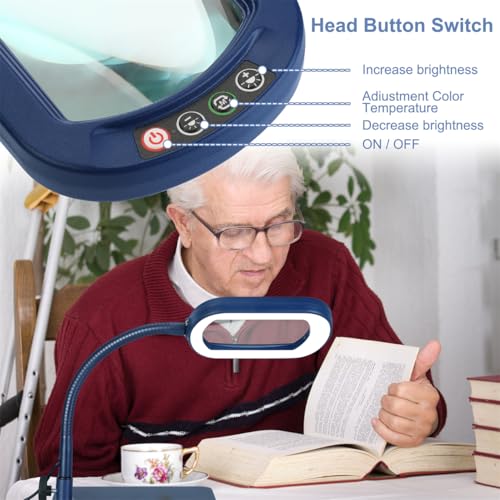 12X Rectangle Magnifying Glass with Light and Stand