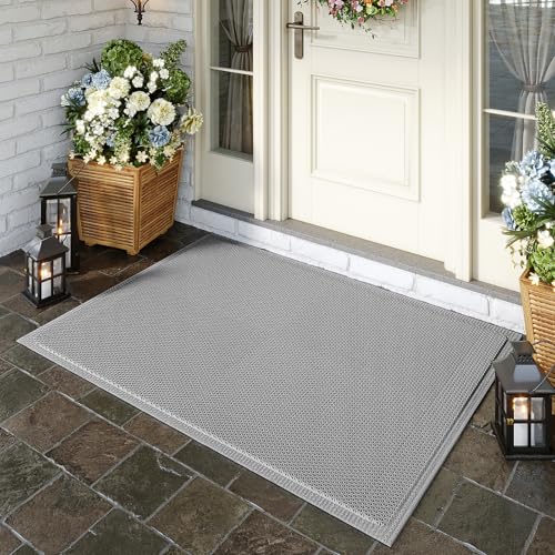 Front Door Mat Outside Entrance Drainage Doormat Grey 24"x36" (6 Sq Ft)