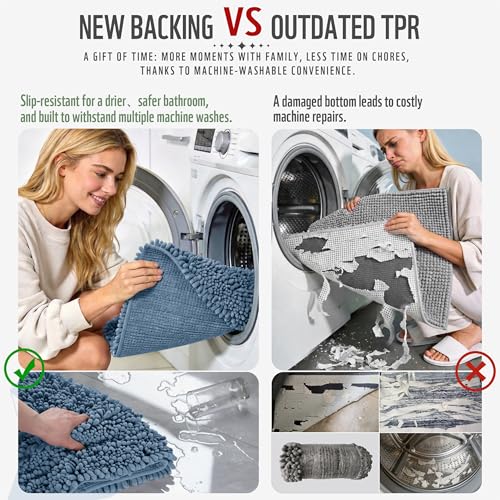 Long Bathroom Rugs Non Slip Washable 44x24 Inch