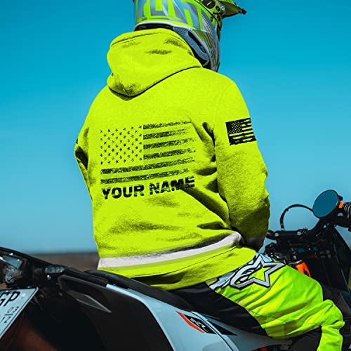 Black Lime USA Flag New Hoodie Class 3 US Flag High Visibility Reflective Workwear Hoodie